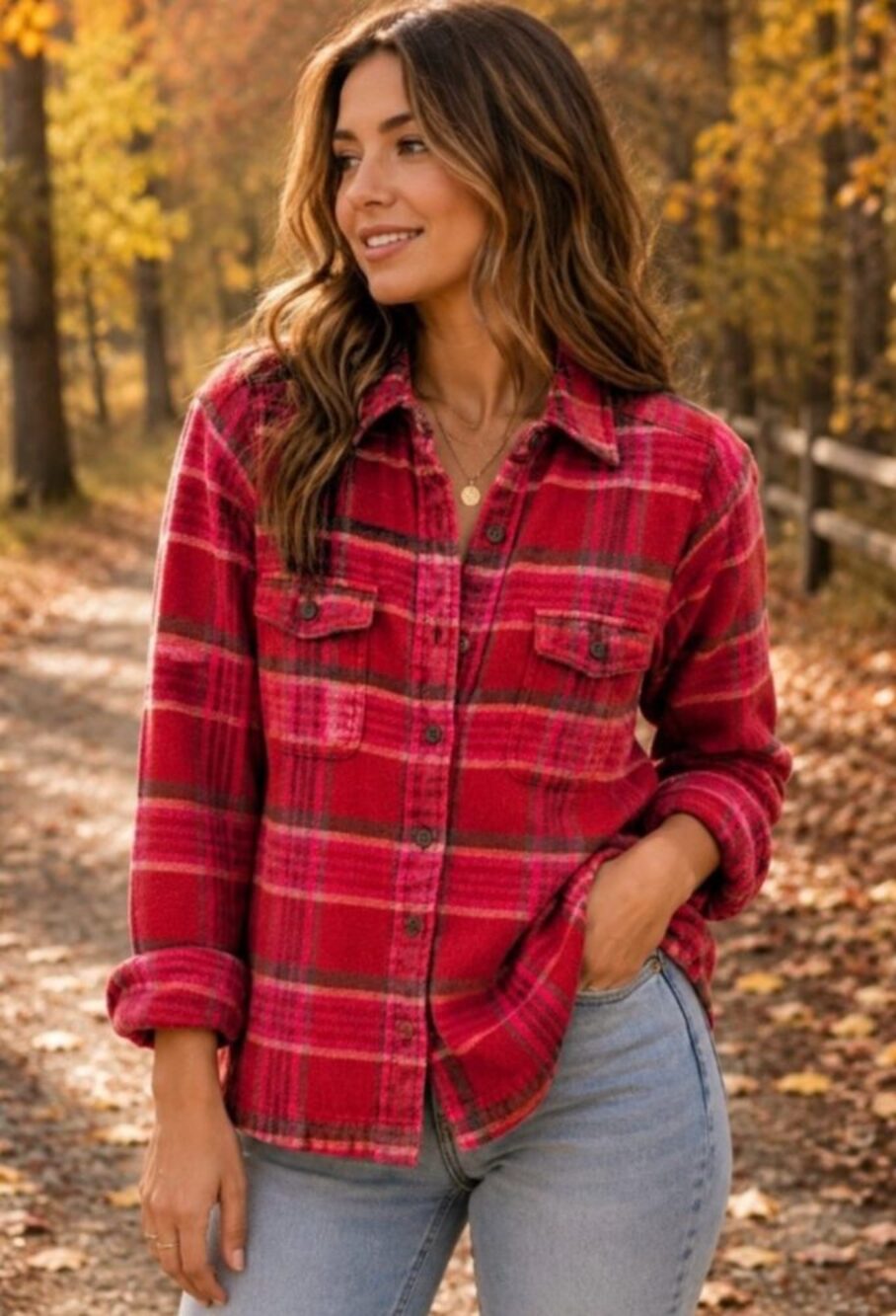 Women's Organic Cotton Red Plaid Patagonia Shirt Size 12 Fitted Flannel